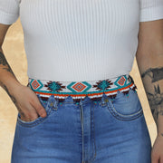 Aztec Sambboho Women's Waist Belt (leather and beads)