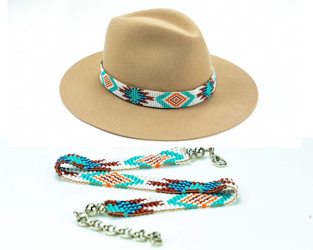 Aztec Sambboho Hatband  Beaded hat bands, Hat band, Beaded hat