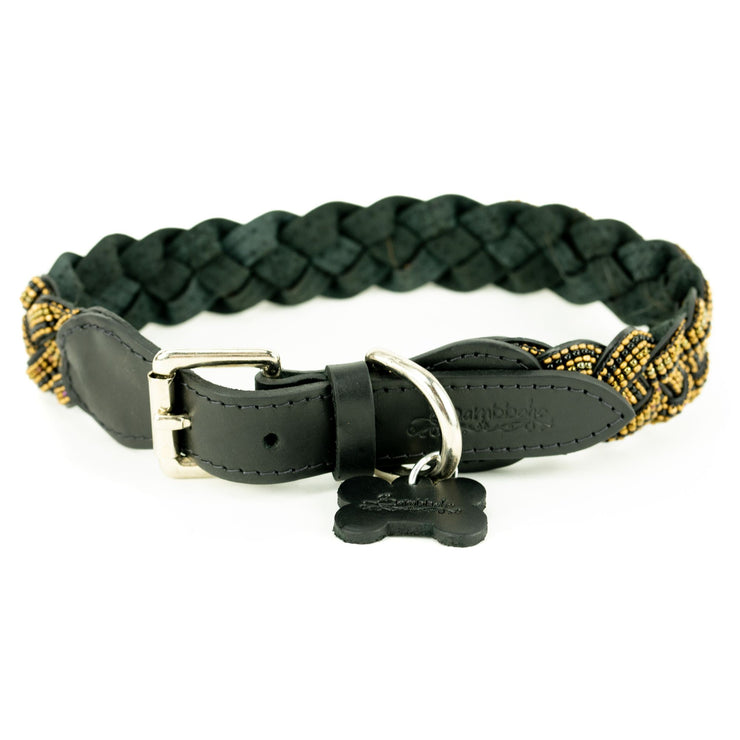 Gold Braided Sambboho dog collar (Glam Collection)