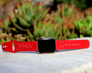 Braided Red Leather Apple Watch Band