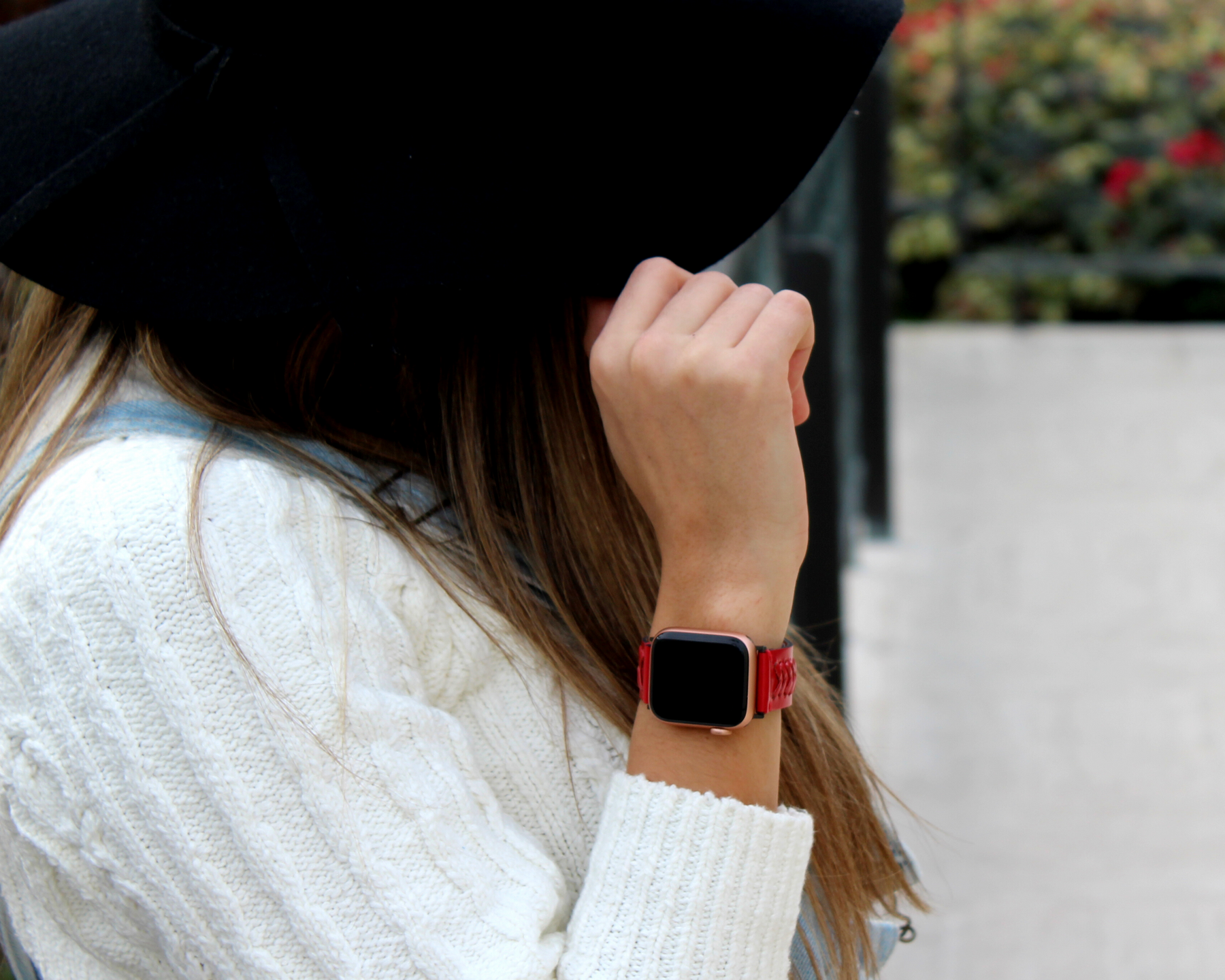 Braided leather apple watch top band